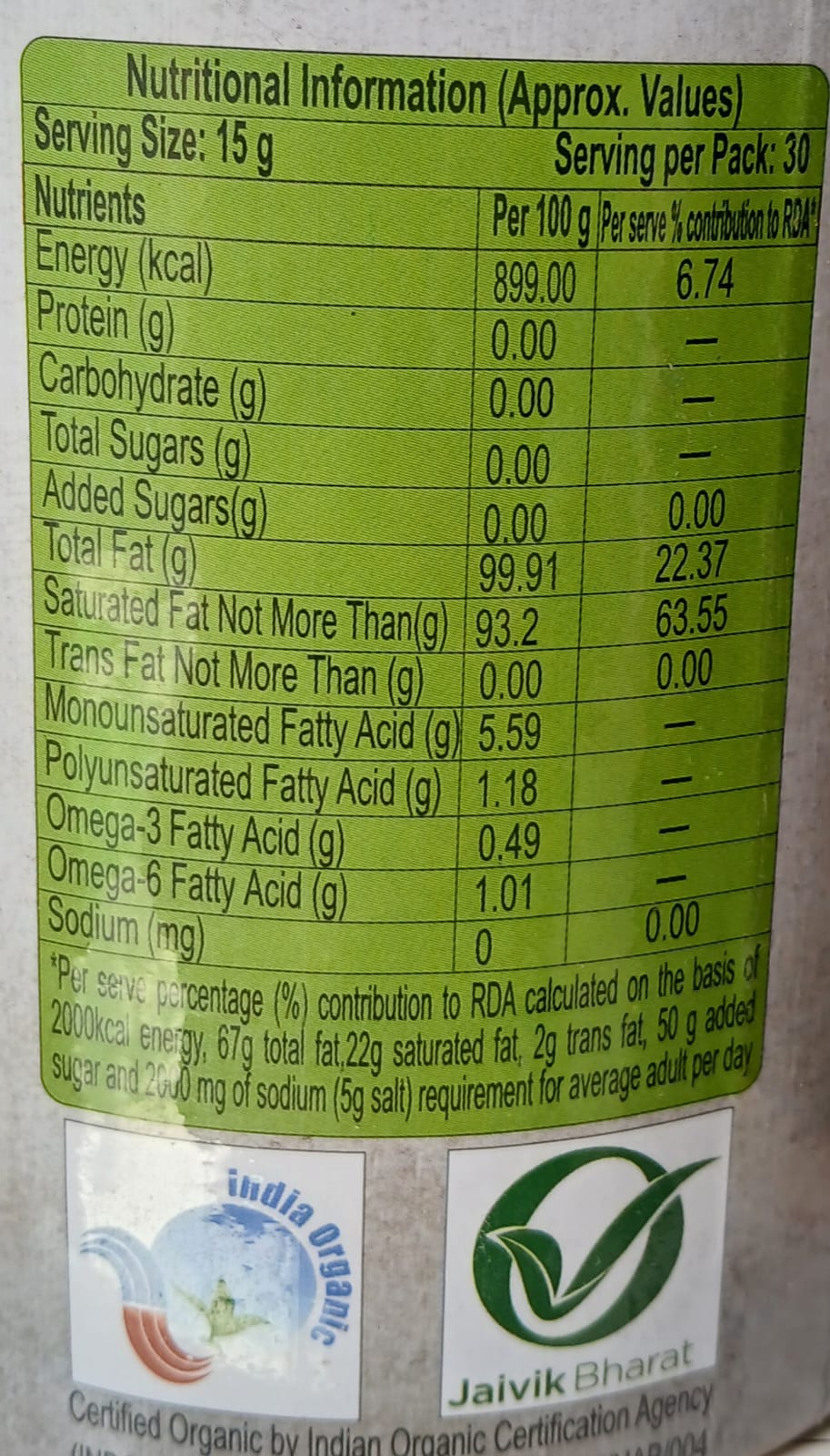 Patanjali Organic Virgin Coconut Oil 500ml - Pure Goodness