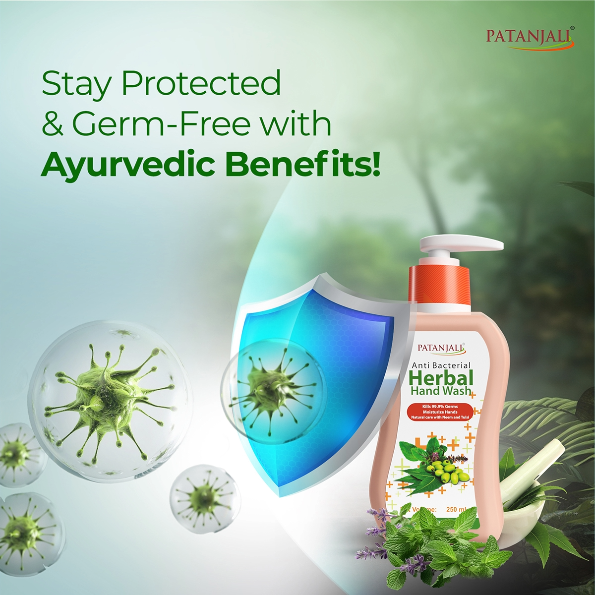 Patanjali Herbal Anti Bacteril Handwash  Refill Bottle 250ml