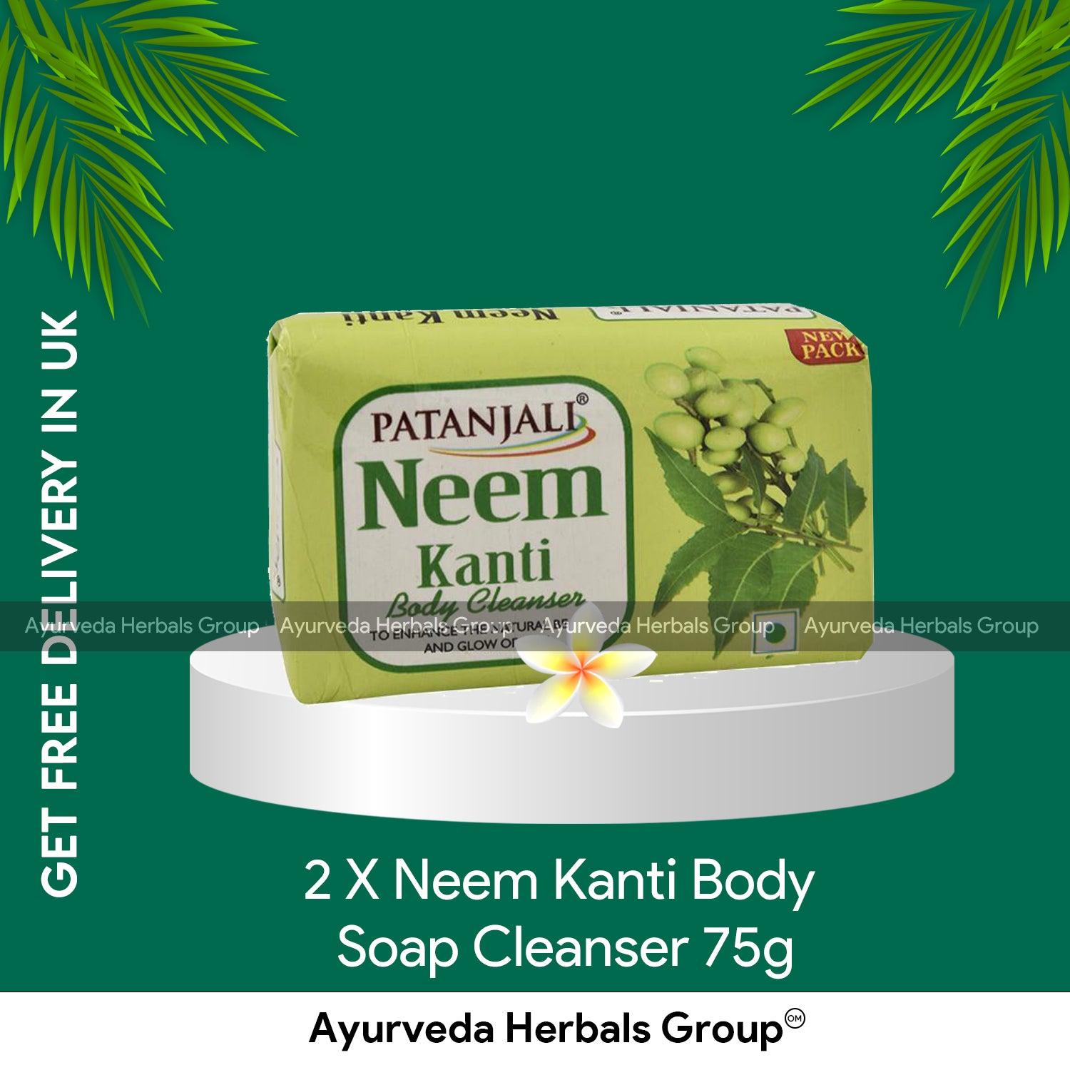 2 X NEW Neem Kanti Body Soap Cleanser 75g