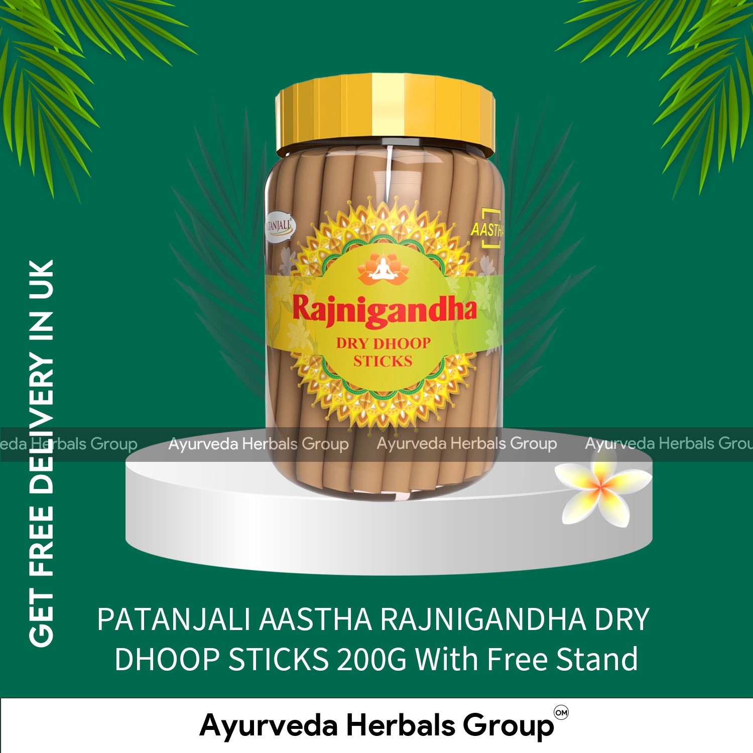 PATANJALI AASTHA RAJNIGANDHA DRY DHOOP STICKS 200G With Free Stand