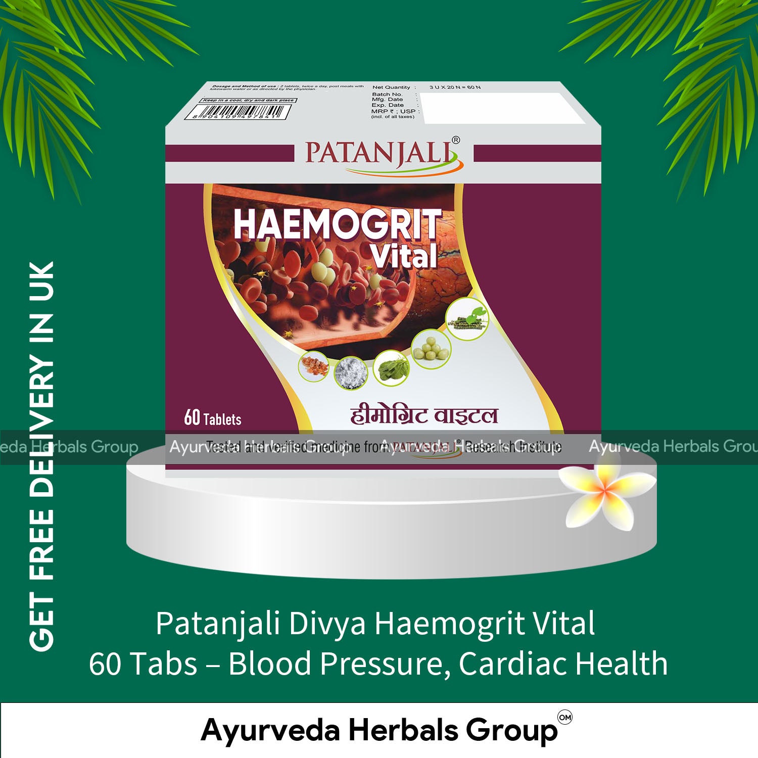 Patanjali Divya Haemogrit Vital 60 Tabs - Blood Pressure, Cardiac Health