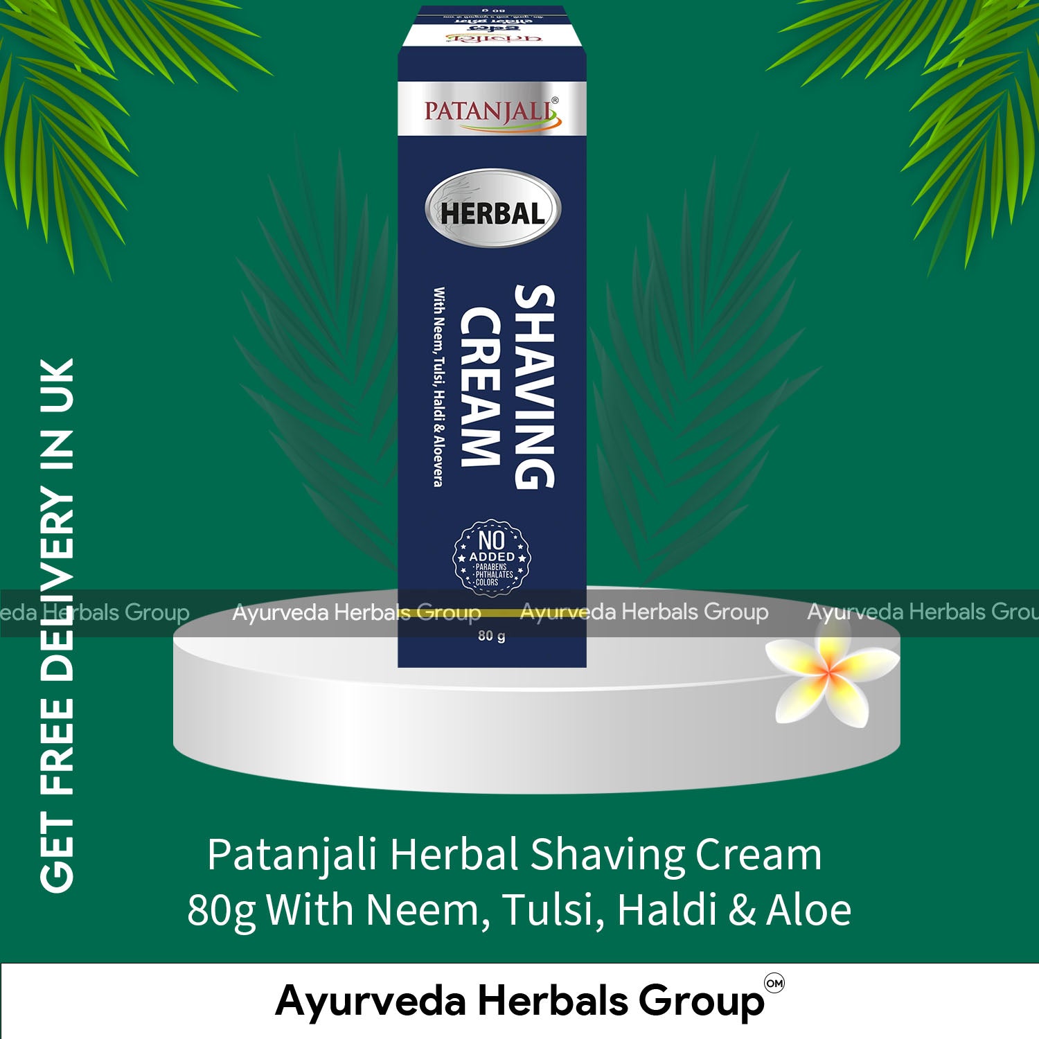 Patanjali Herbal Shaving Cream 80g With Neem, Tulsi, Haldi &amp; Aloe
