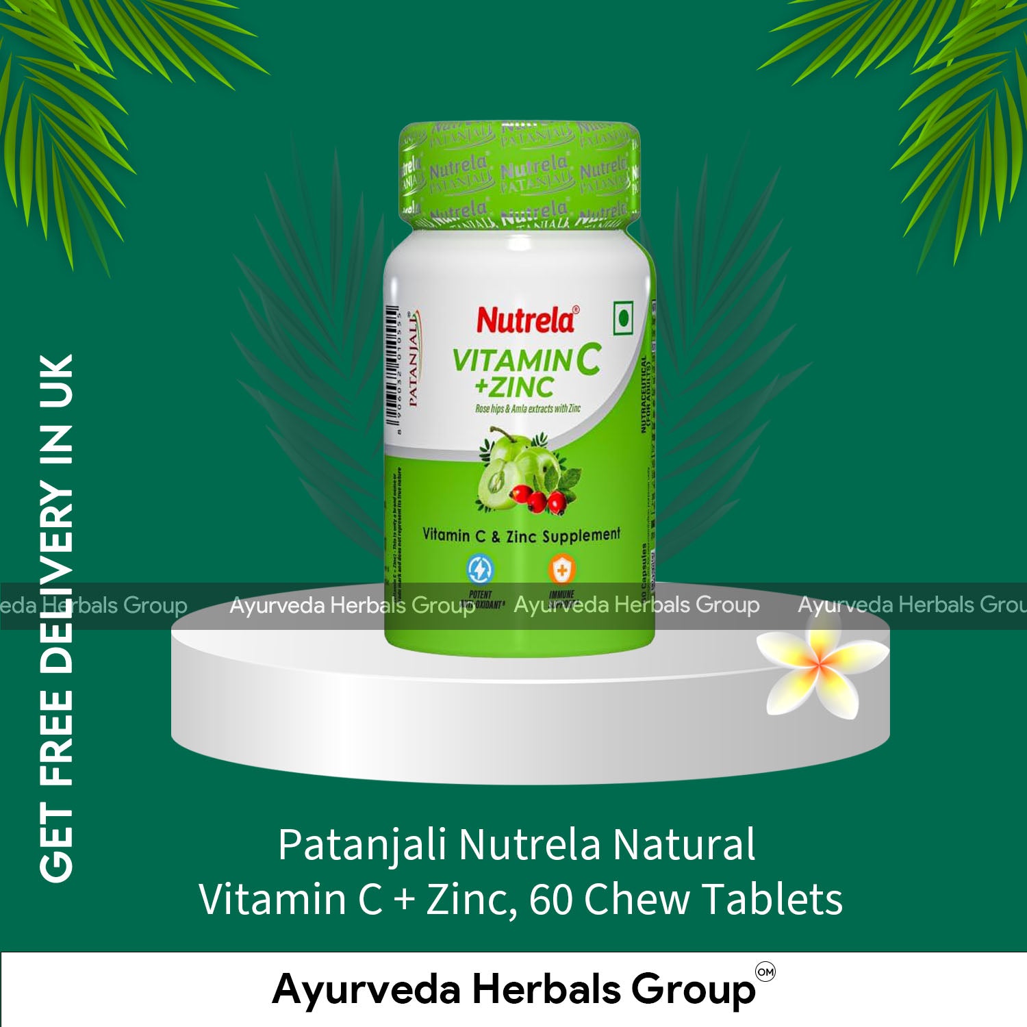 Patanjali Nutrela Natural Vitamin C + Zinc, 60 Chew Tablets
