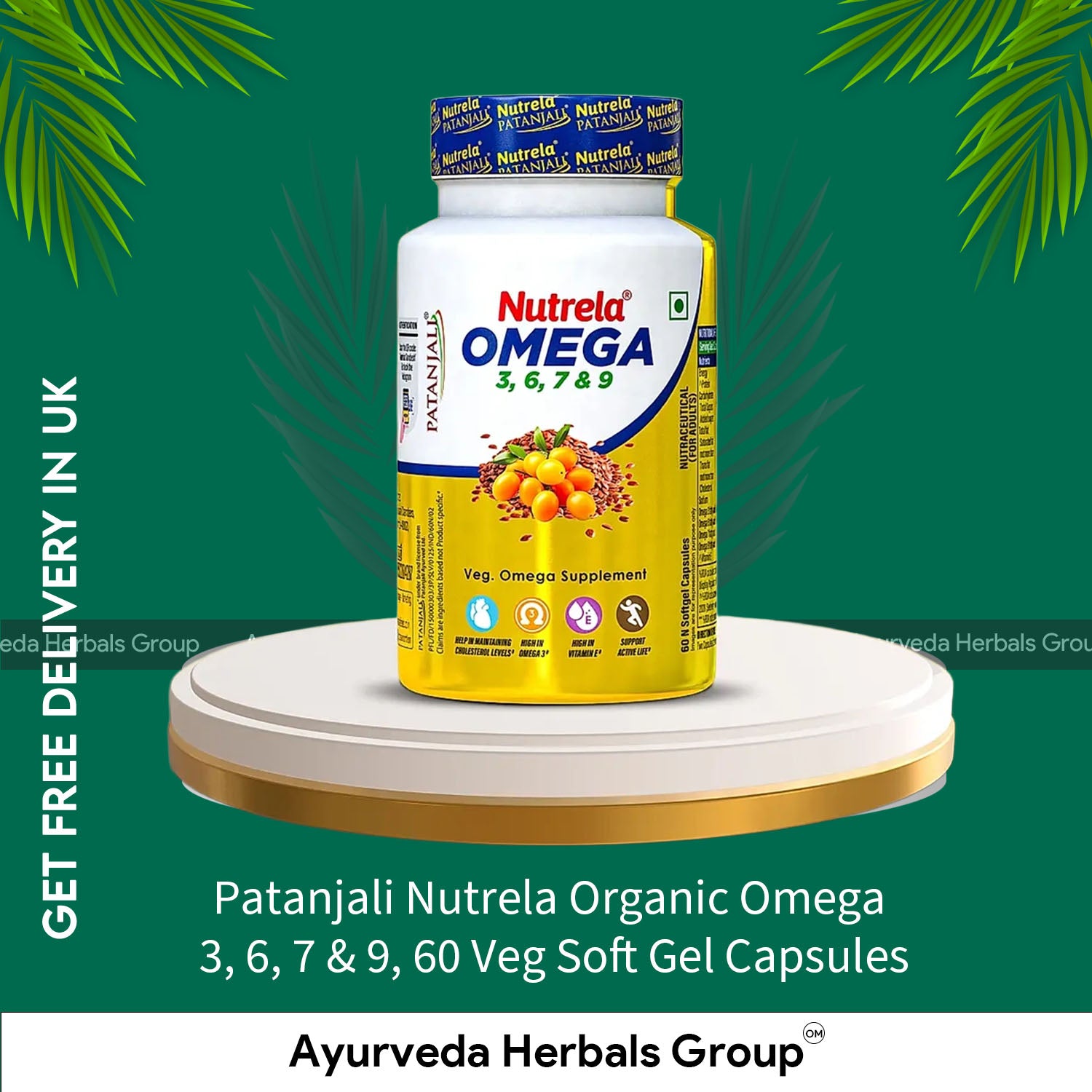 Patanjali Nutrela Organic Omega 3, 6, 7 &amp; 9, 60 Veg Soft Gel Capsules