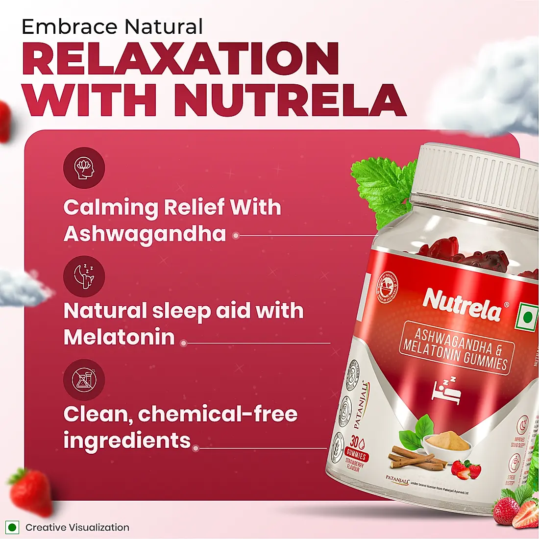 Patanjali Nutrela Ashwagandha &amp; Melatonin Sleeping Gummies. 30