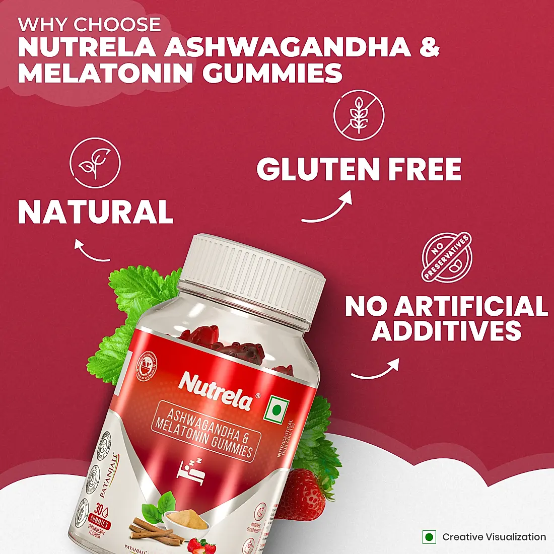 Patanjali Nutrela Ashwagandha &amp; Melatonin Sleeping Gummies. 30